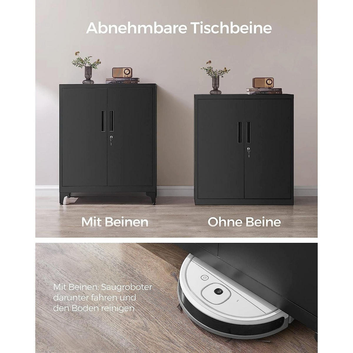 AKTENSCHRANK TBILISI - Schwarz, Metall (80/90/40cm) - Hansiro