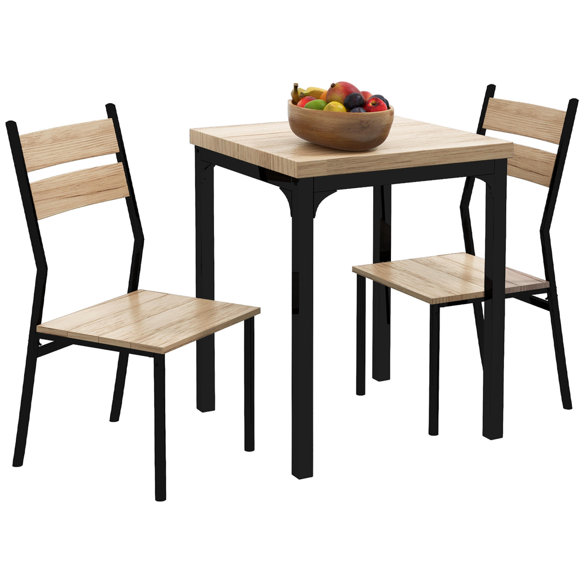 ESSGRUPPE mit Tisch und 2 Stühlen, platzsparendes Möbelset für Küche, Wohnzimmer und Esszimmer, helles Eichenholz - Brombeere, Kunststoff (60/76/60cm)