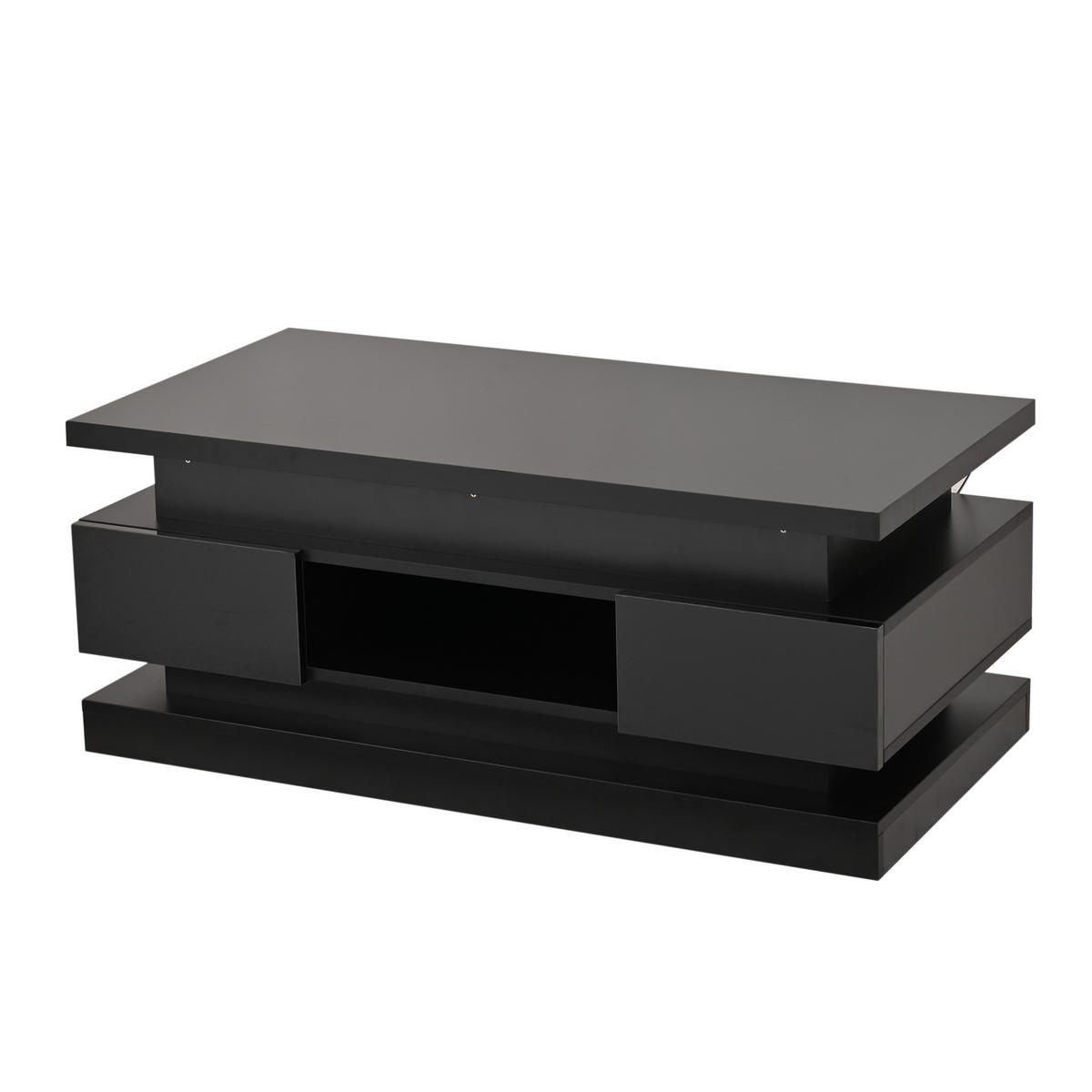COUCHTISCH höhenverstellbar Schwarz LED 2 Schubladen 100/50/40 cm - Schwarz, Holzwerkstoff (100/50/40cm)