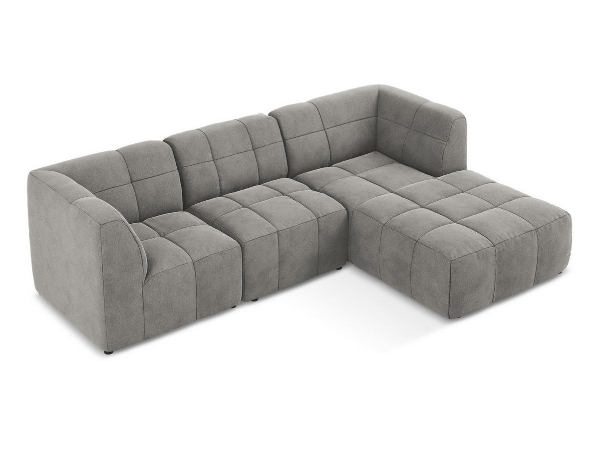 ECKSOFA Bouclé Stoff Beige - Sandfarben/Schwarz, Holzwerkstoff/Kunststoff (251/251cm) - Makamii