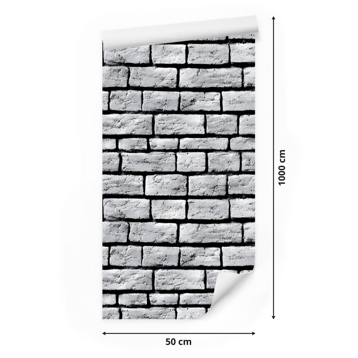 VLIESTAPETE Ziegelmauer in 3D-Optik – Grau, Schwarz – 50x1000 cm - Schwarz/Grau, Papier (50/1000cm) - Muralo