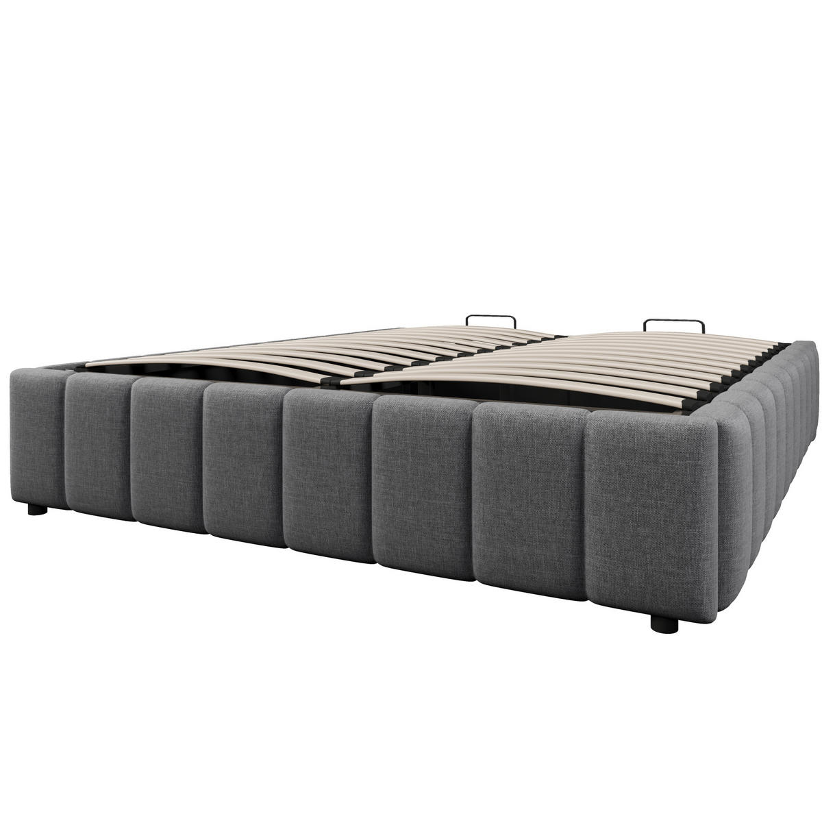 POLSTERBETT mit hydraulischem Stauraum 140x200 cm Leinen Grau - Grau, Metall (140/200cm) - Meubliv
