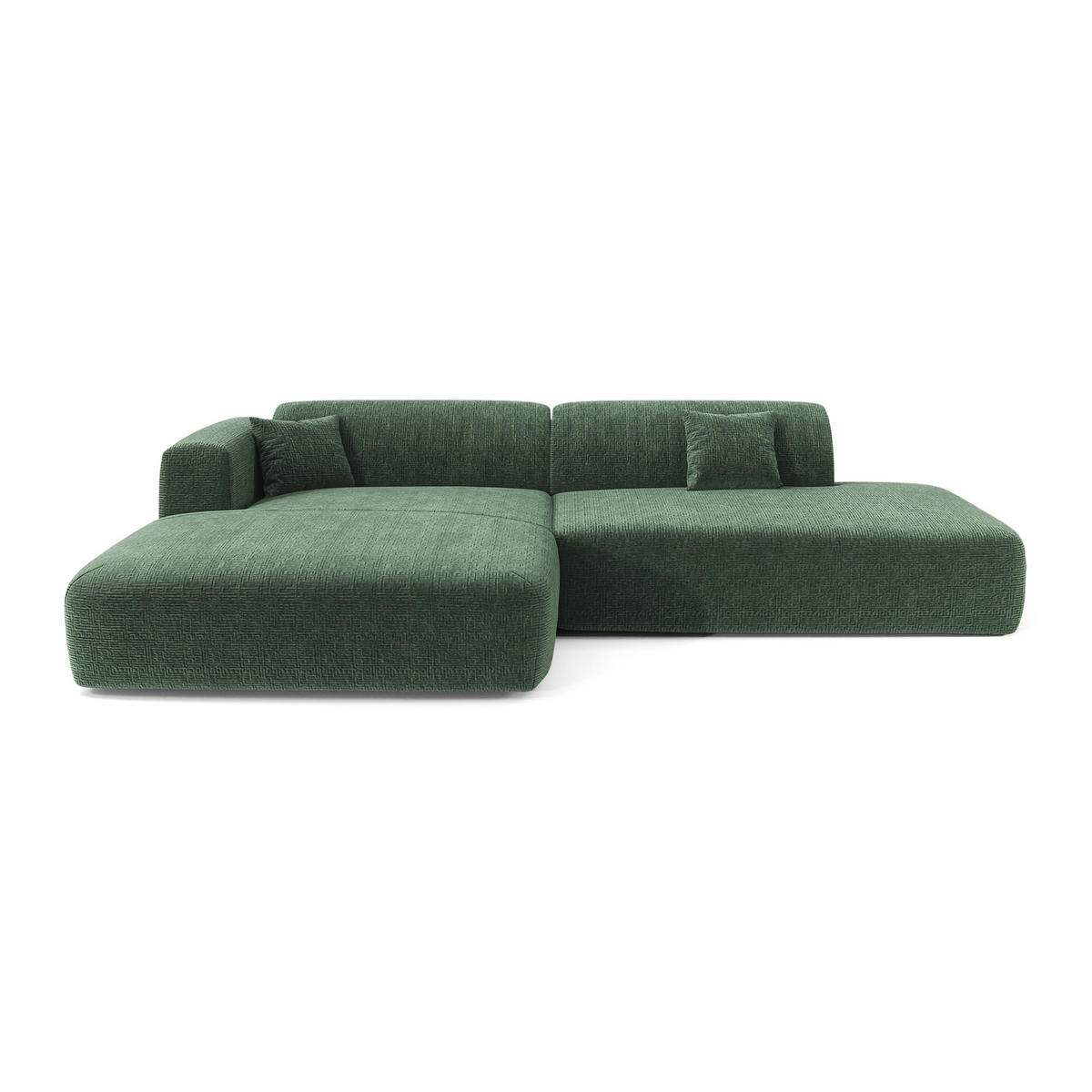 ECKSOFA LINKS Gemusterter Samt Smaragdgrün 310cm - Smaragdgrün, Textil (96/300cm) - Sia Home