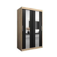 SCHWEBETÜRENSCHRANK 200/120/62 2-türig - Silberfarben/Schwarz, Holz/Kunststoff (120/200/62cm) - Abiks Möbel