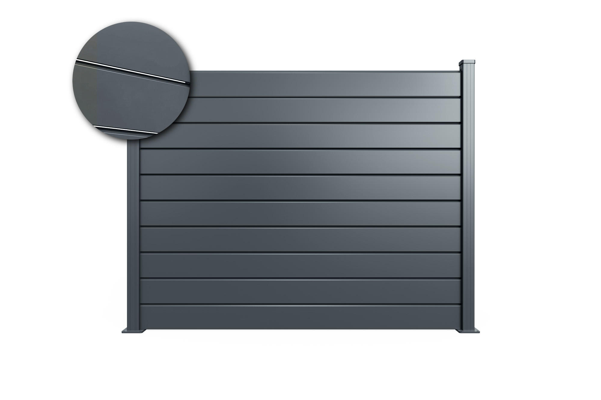 ALUMINIUMZAUN mit Lamellen 2 m VANO H. 150 cm, grau - Grau, Metall (200/156cm) - Casanoov