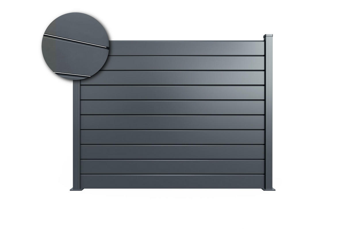 ALUMINIUM-LAMELLENZAUN 8 m VANO H. 150 cm grau - Grau, Metall (200/156cm) - Casanoov