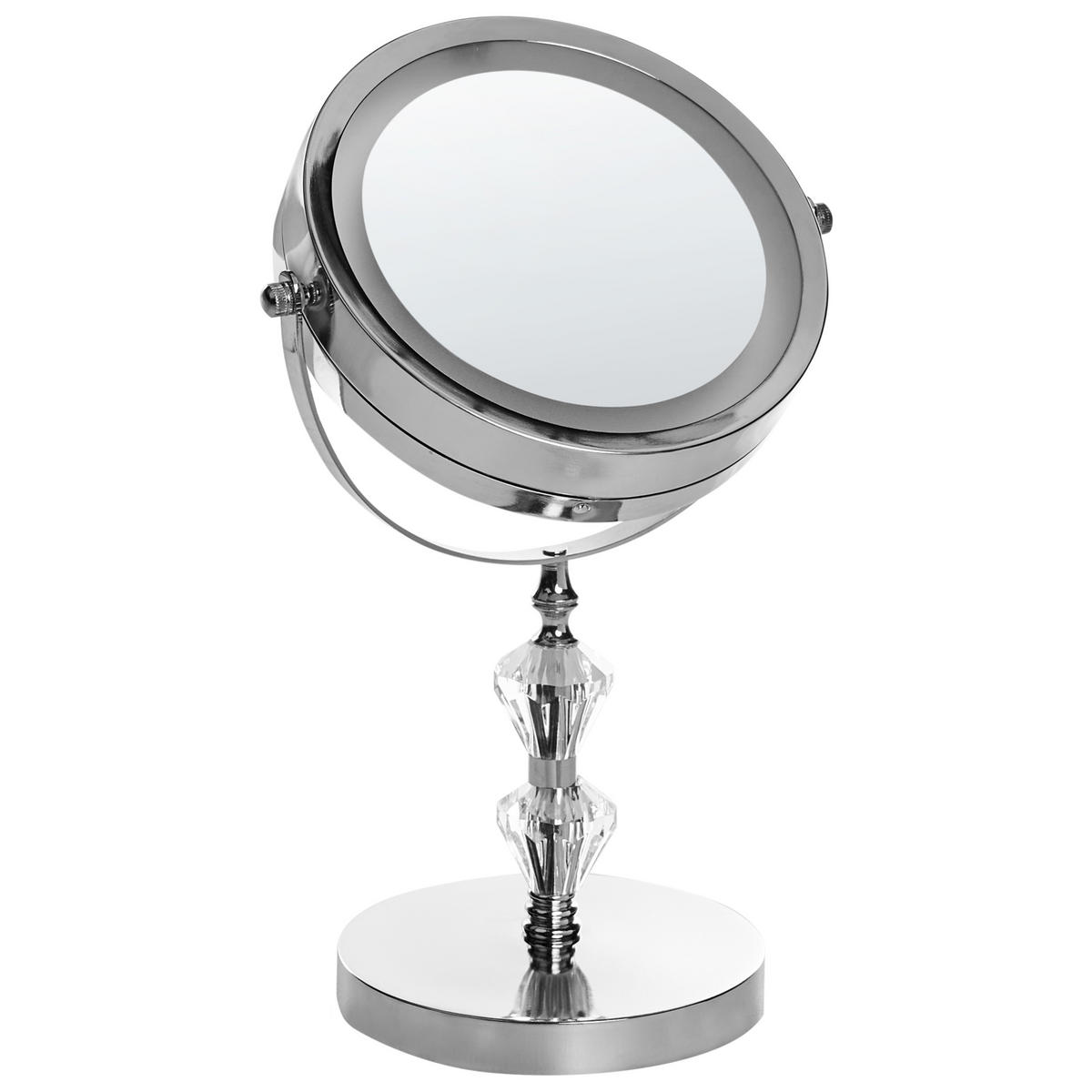 KOSMETICKÉ ZRCADLO stříbrné s LED osvětlením 20 cm Laon - stříbrná, kov (20/31/14cm) - Beliani
