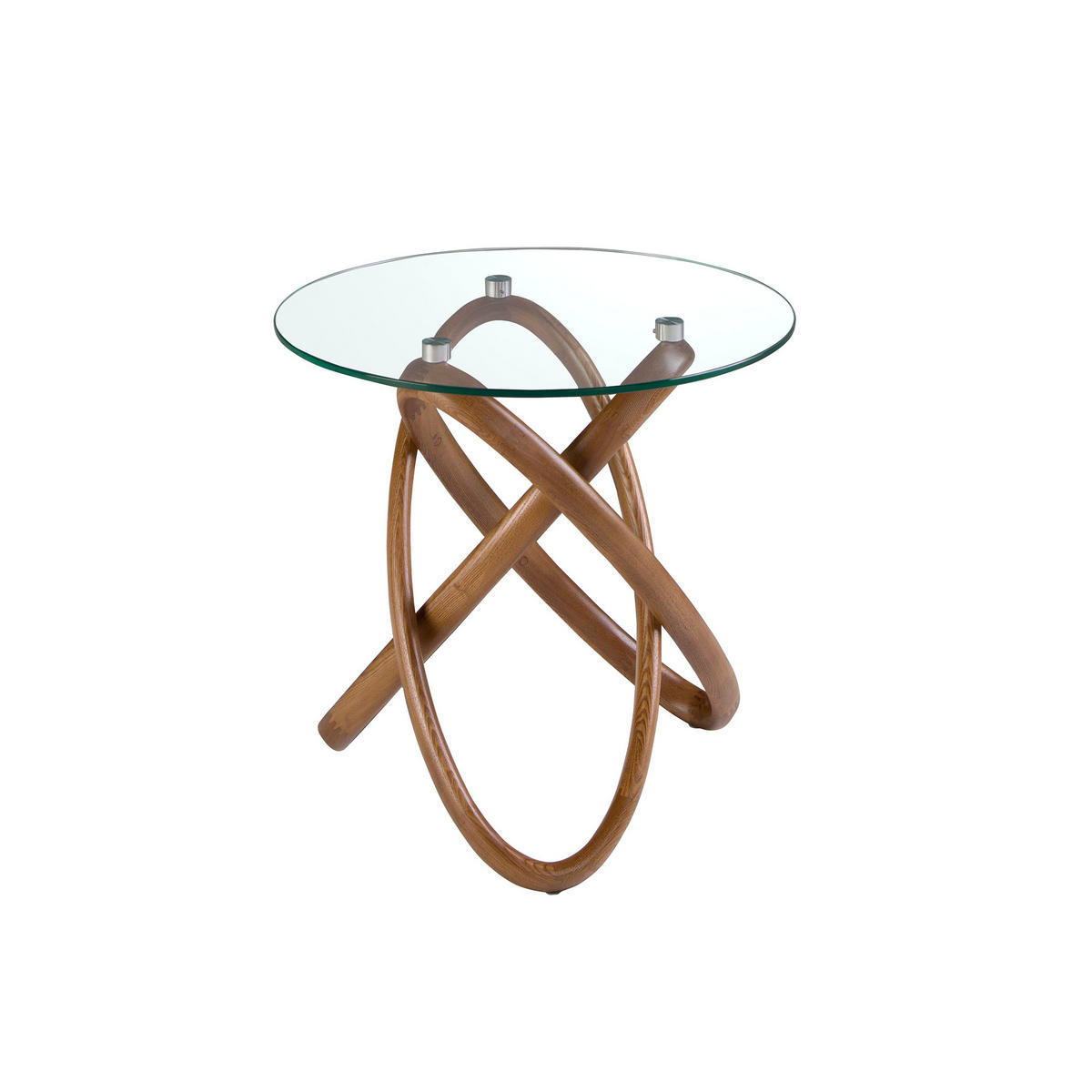 ECKTISCH Glas Walnuss 55/55/50 cm - Transparent/Walnussfarben, Glas (55/55/50cm) - ANGEL CERDA