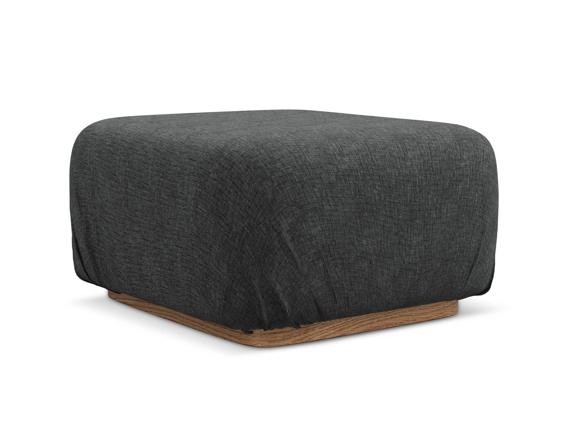 POUF Chenille Stoff Grau - Dunkelgrau/Braun, Holz/Textil (83/95/41cm) - Makamii