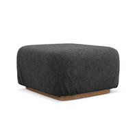 POUF Chenille Stoff Grau - Dunkelgrau/Braun, Holz/Textil (83/95/41cm) - Makamii