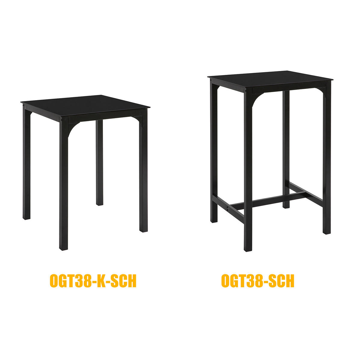 BARTISCH Schwarz - Schwarz, Glas/Metall (60/100/60cm) - SoBuy