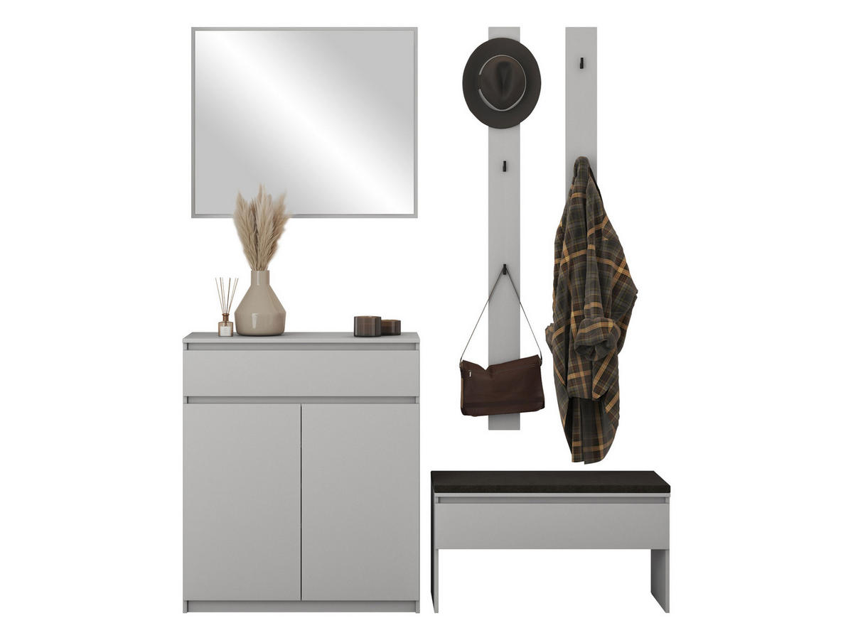 GARDEROBE-SET Simply I - Grau, Holzwerkstoff (92/107/40cm) - MIRJAN24