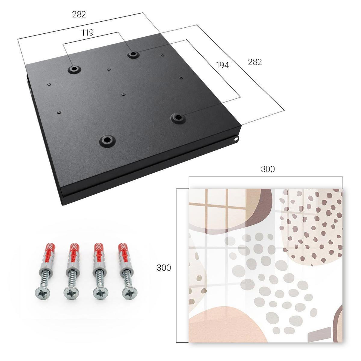 SCHLÜSSELBOX Schwarz 30x30 cm- Türöffnung nach rechts - Organische Formen - Beige, Metall (30/30/5cm) - TULUP