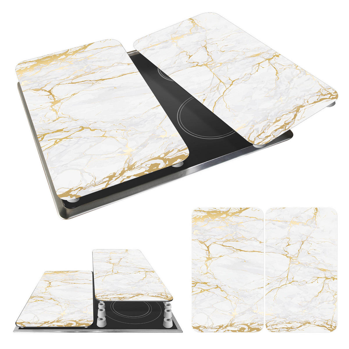 SCHUTZPLATTEN für Herd Marble 52/30 cm - Multicolor, Glas (30/52cm) - Wenko