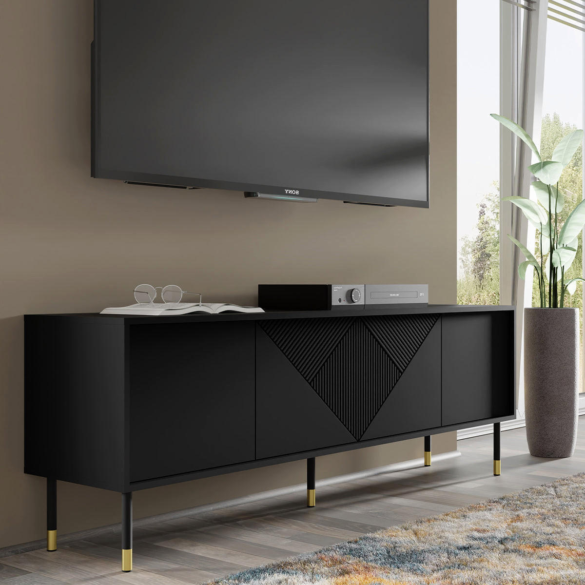 TV-MÖBEL Aglaé Schwarz - Schwarz, Holzwerkstoff (180/61/40cm) - Petits-meubles