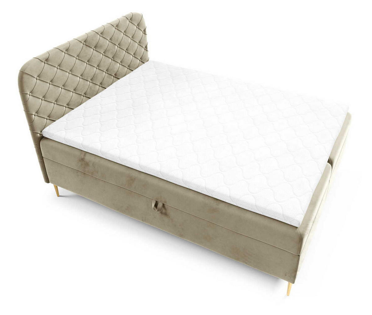 BOXSPRINGBETT 180x200 Elara, Chesterfield, 15 cm Beine, Matratze, Hellbraun - Hellbraun, Holz/Textil (180/200cm) - Emporius
