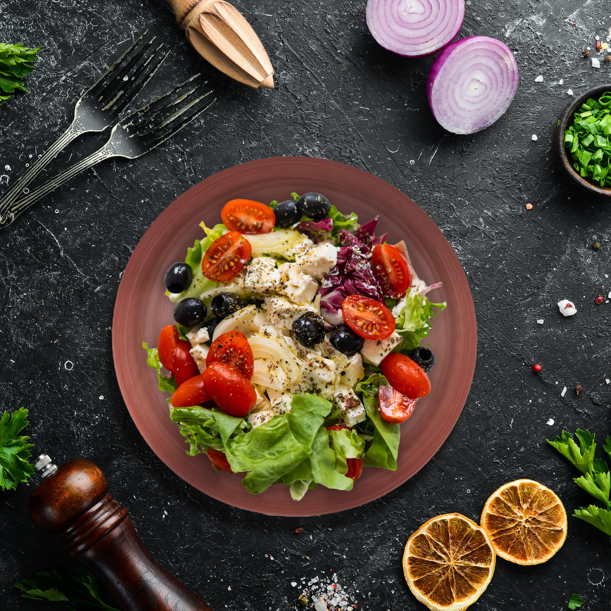 SALATSCHÜSSEL - Kupferfarben, Metall (23.5/23.5/9cm) - Relaxdays