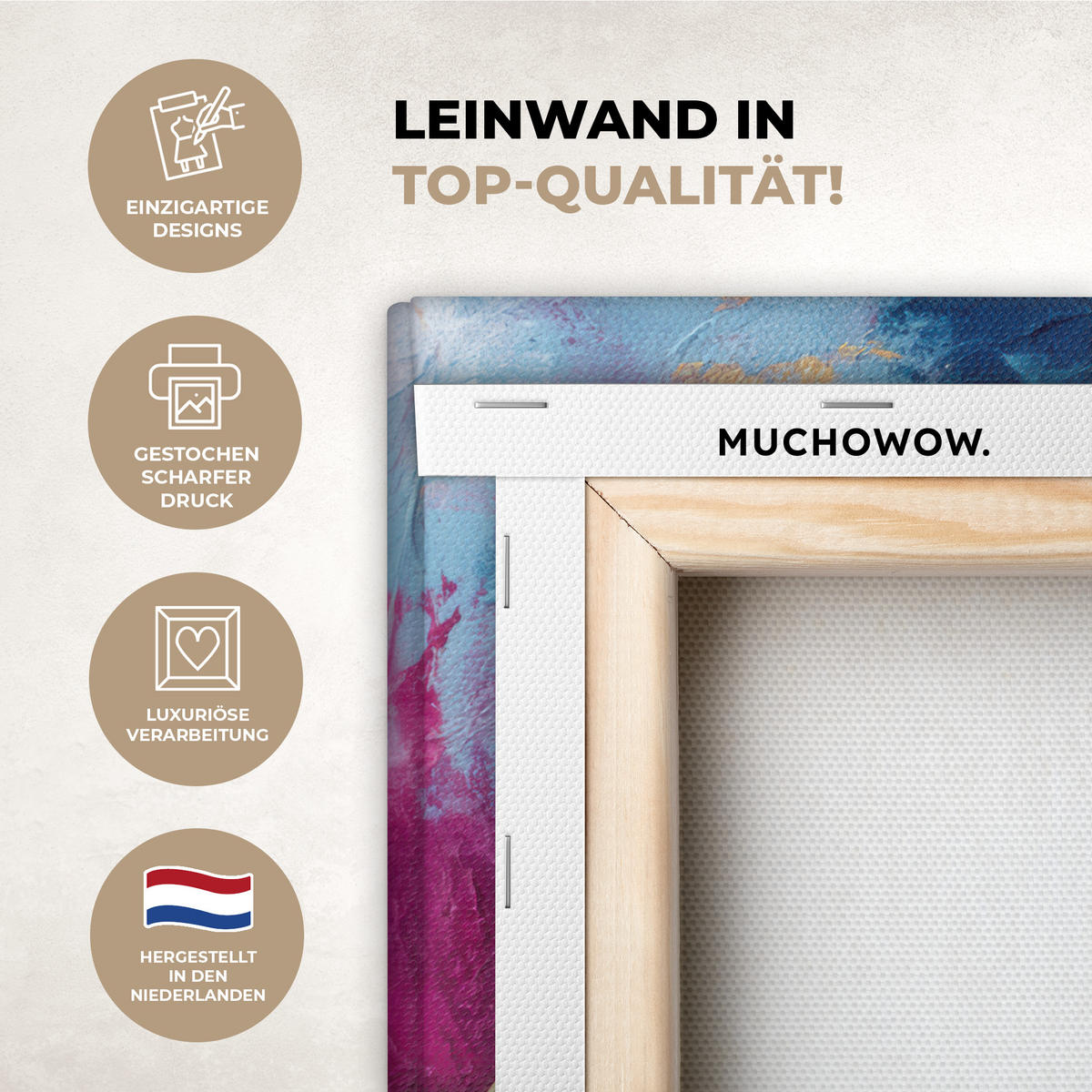 LEINWANDBILD Kreise - Gold - Abstrakt Deko Wohnzimmer 20x20 cm - Blau, Textil (20/20cm) - MuchoWow