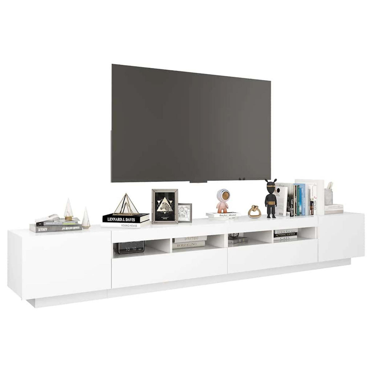 TV-SCHRANK Mit Led-Leuchten Weiss 260/35/40Cm - Weiß, Holzwerkstoff (35/40/260cm) - vidaXL