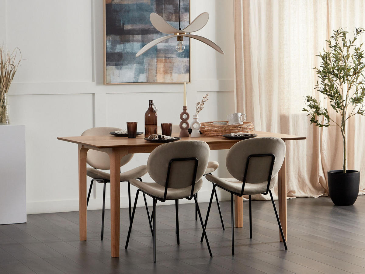 ESSTISCH Holz hellbraun 160/90 cm Delmas - Hellbraun, Holzwerkstoff (160/90/77cm) - Beliani
