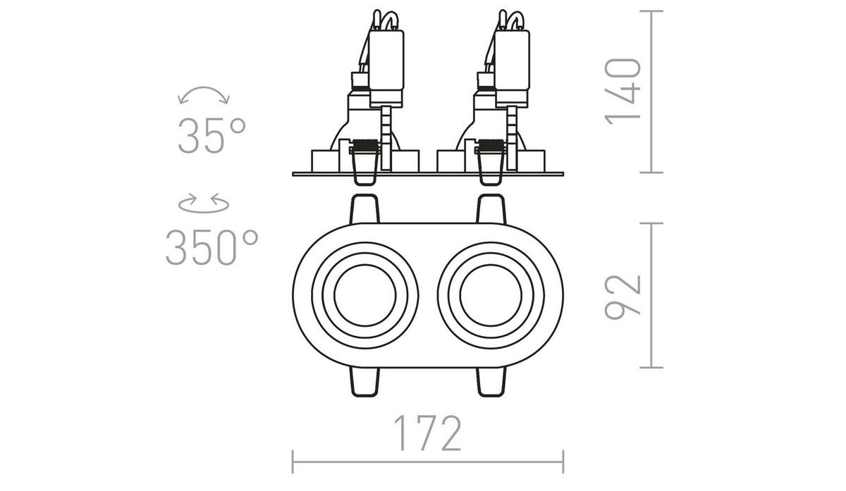 LEUCHTE BIZZ II gebürstetes Aluminium 100 W - Silberfarben, Metall (172/92/17cm) - Rendl