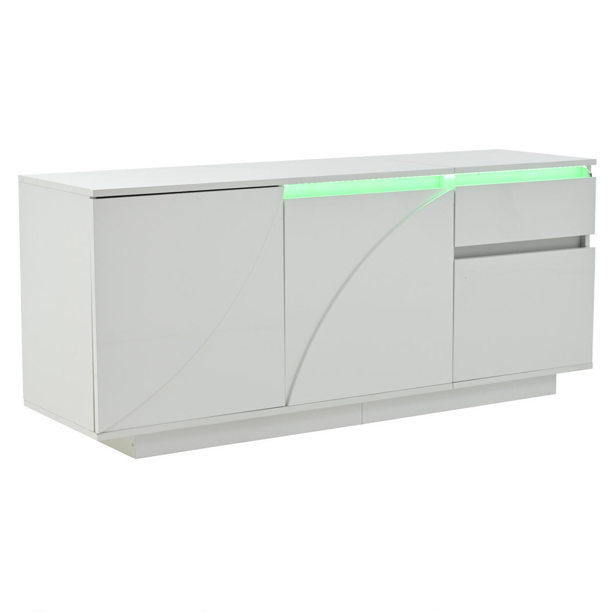 SIDEBOARD 140/40/60 cm weiß aus MDF mit LED-App-Steuerung und verstellbaren Einlegeböden - Weiß, Holzwerkstoff (140/60/40cm) - OKWISH