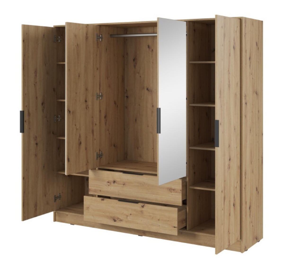 SCHRANK Artisan Eiche Mit Spiegel - Multicolor, Holzwerkstoff (206/200/51cm) - Sepro Meble
