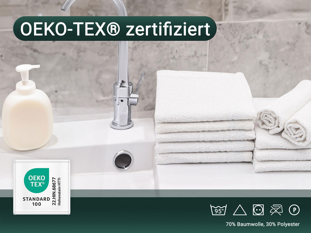 SEIFTÜCHER, 10er-Set, 30x30 cm, 70% Baumwolle, 30% Polyester, Weiß - Weiß, Textil (30/30cm) - Zollner