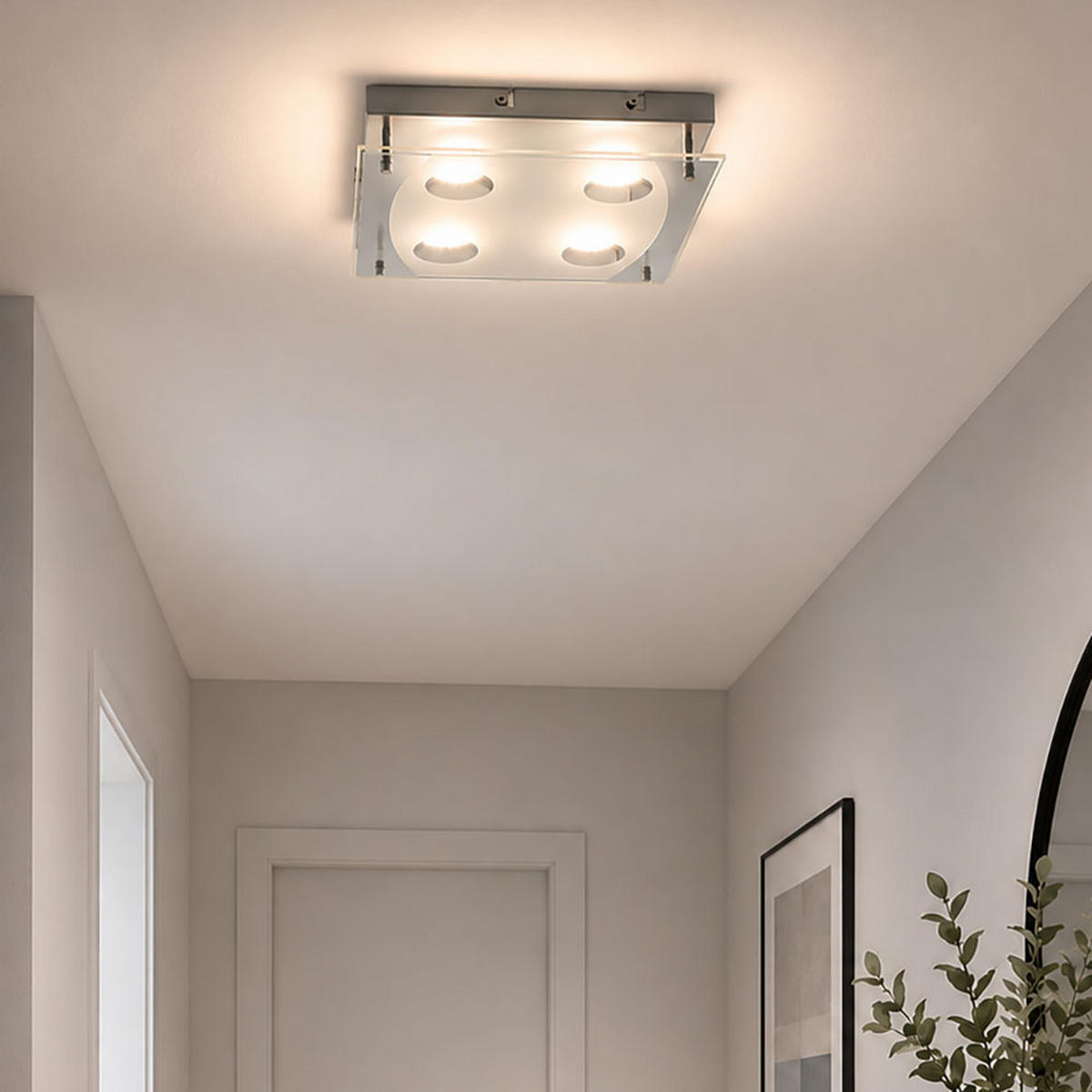 LED DECKENLEUCHTE Stahl Silber - Silberfarben, Glas (26/26/7.5cm) - Esto