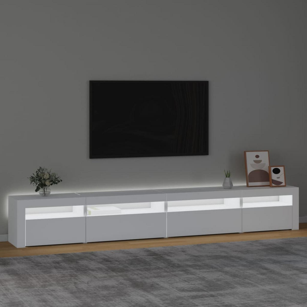 TV-SCHRANK Mit Led-Leuchten Weiss 270/35/40 Cm - Weiß, Holzwerkstoff (270/40/35cm) - vidaXL