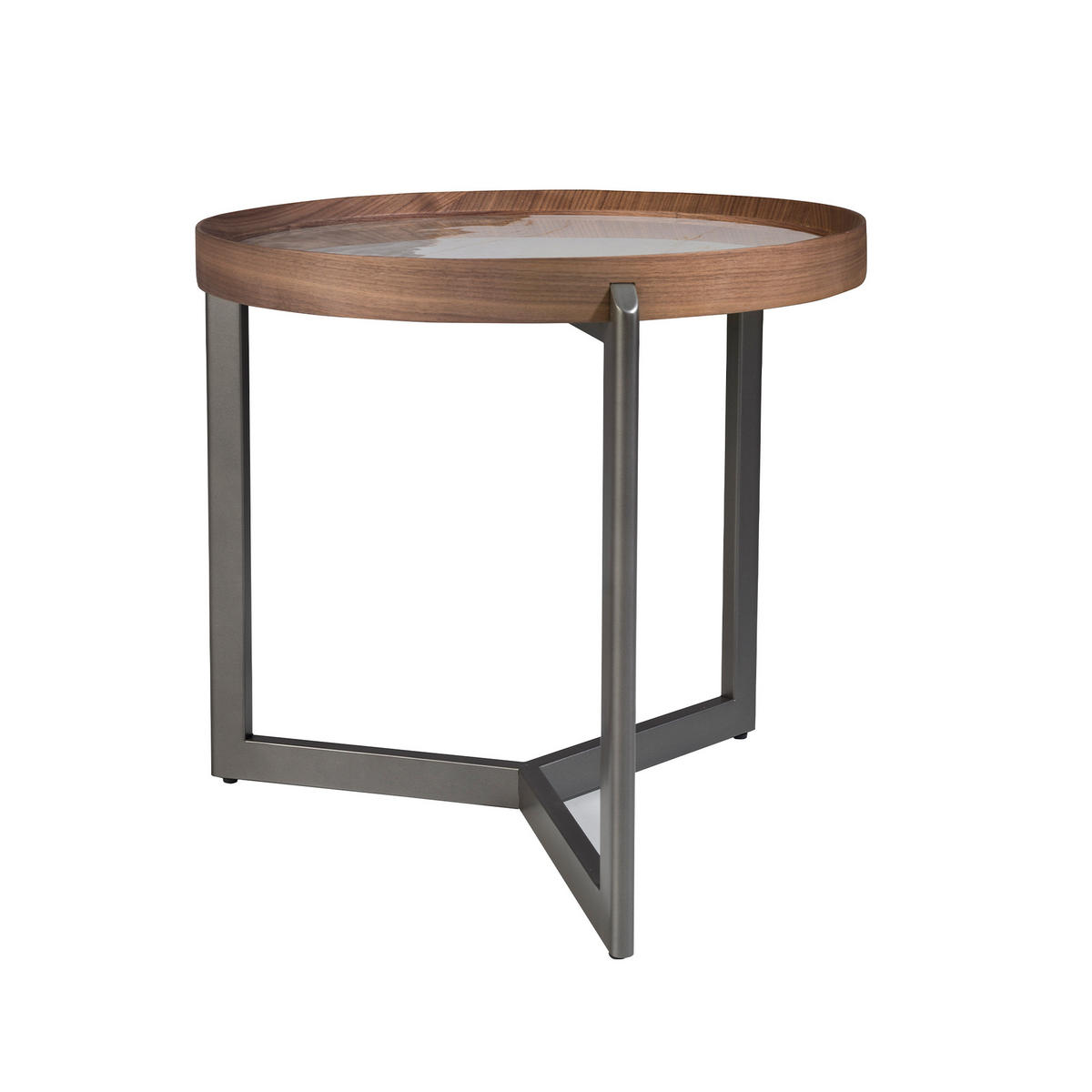 ECKTISCH Weiß Dunkler Stahl Walnuss 62/62/56 cm - Walnussfarben/Weiß, Holz (62/62/56cm) - ANGEL CERDA