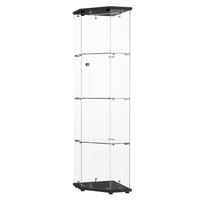 VITRINE Glas, 4 Ebenen, LED Band, 1 Tür, Eckvitrine, freistehend, schwarz - Schwarz, Glas (60/160/40cm) - EuroLiving