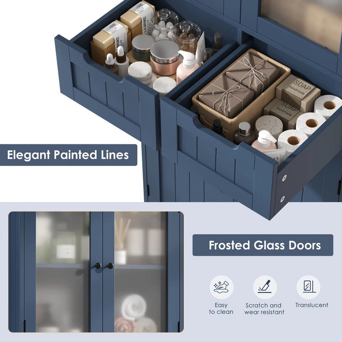 GESCHIRRSCHRANK 60x170x30cm Tiefblau - Dunkelblau, Holzwerkstoff (30/170/60cm) - Bextsrack