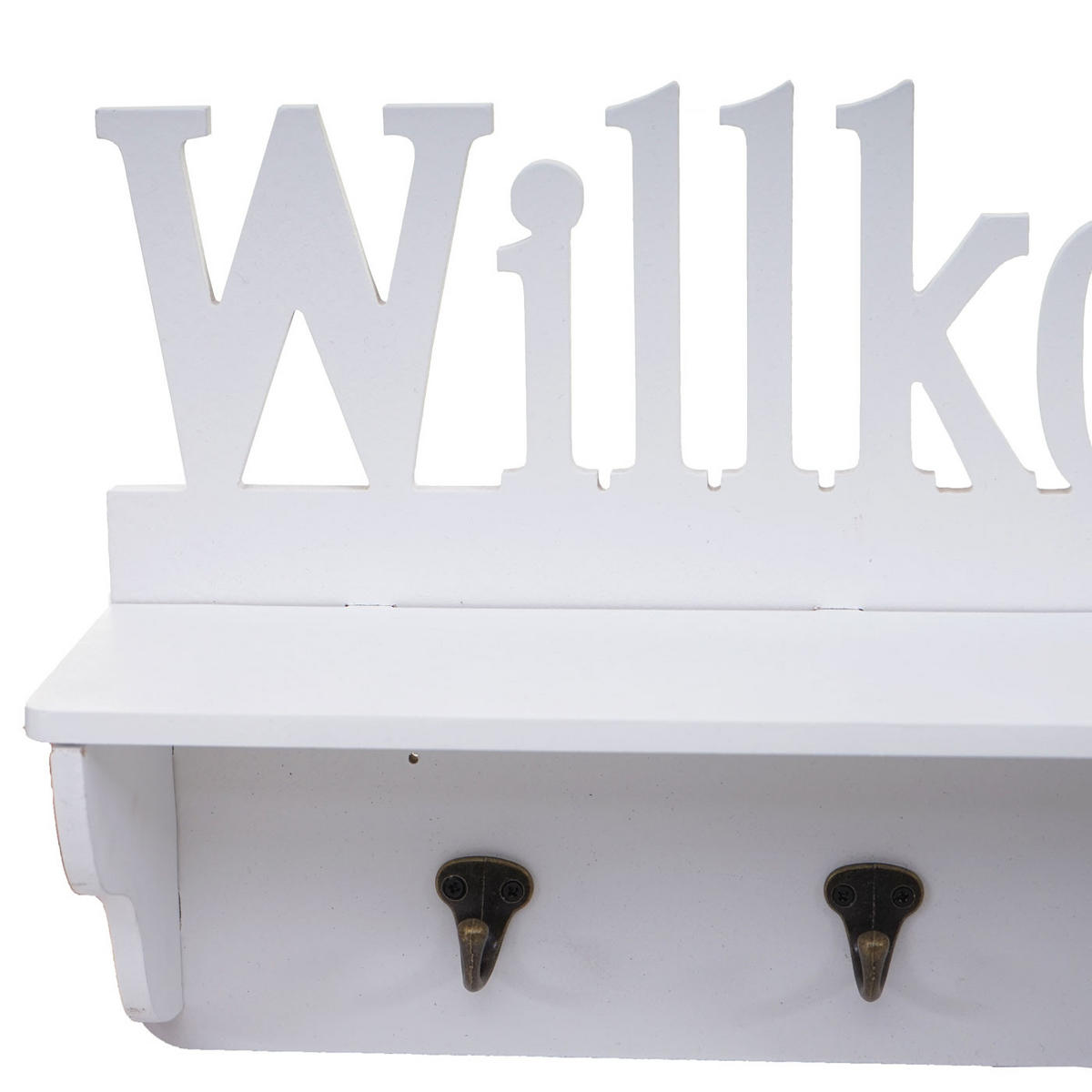 WANDGARDEROBE WILLKOMMEN 4 HAKEN Reinweiß - Weiß, Holz (60/30/13cm) - MCW