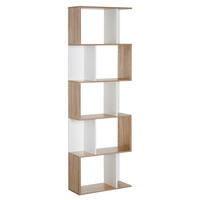 BÜCHERREGAL,5-STUFIG S-förmig Trennwand 60x24x184,5cm,holz-weiß - Weiß, Holzwerkstoff (60/184.5/24cm) - Vallsero