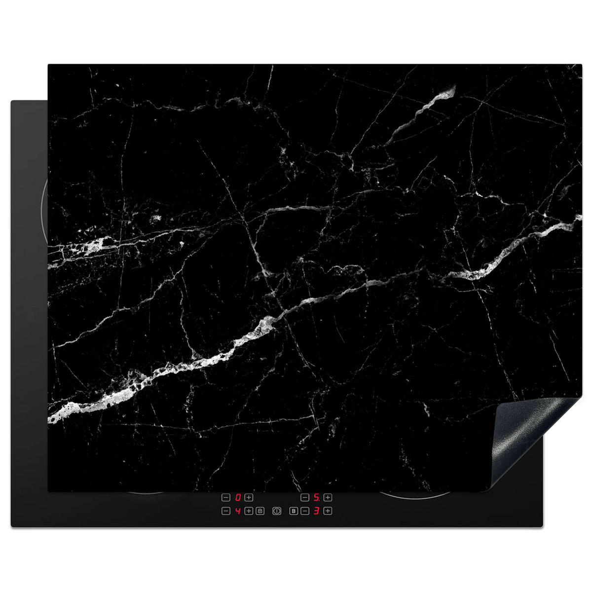 HERDABDECKPLATTE Marmoroptik - Schwarz - Luxus 65x52 cm - Grau, Kunststoff (65/0.2/52cm) - MuchoWow