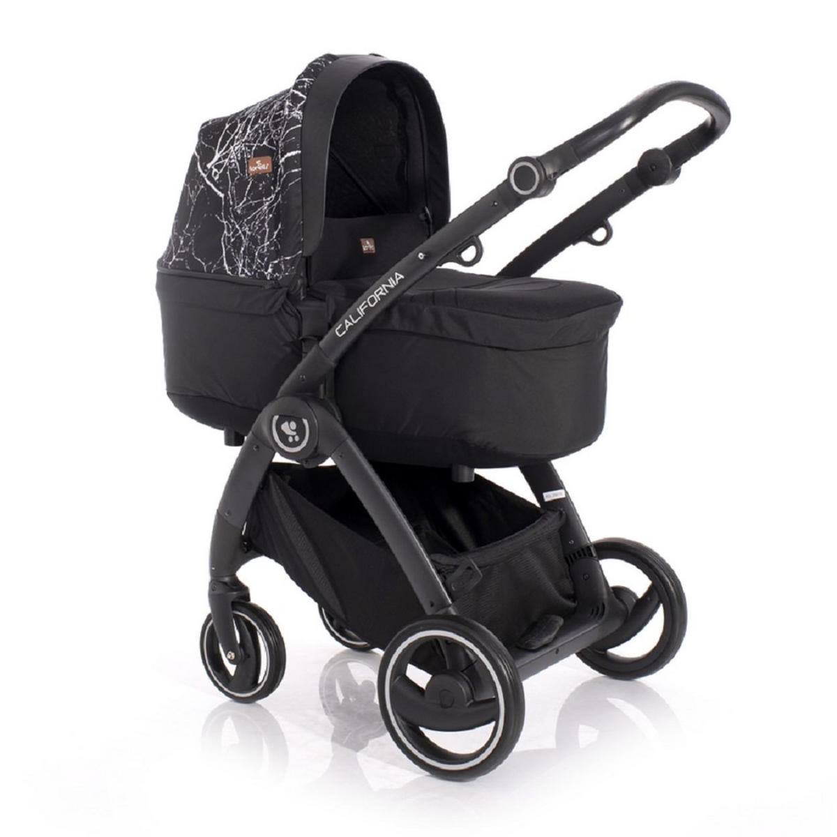 KINDERWAGEN 2 in 1 California schwarz Babywanne Sportsitz Alurahmen Wickeltasche - Schwarz, Metall (74/60/115cm) - Lorelli