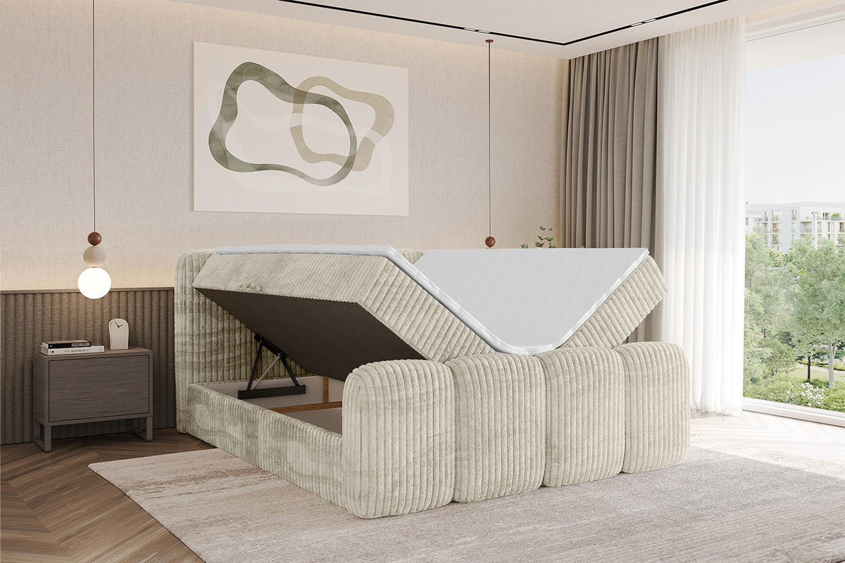 BOXBETT mit Matratze H4 und Lattenrost - NINA-Z - 160x200 cm Tila - Creme - Magnolie, Holzwerkstoff (160/200cm)