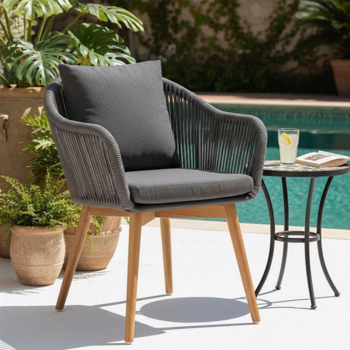 GARTENSTUHL Solana - Grau, Metall (63/79/59cm) - Mr. Deko