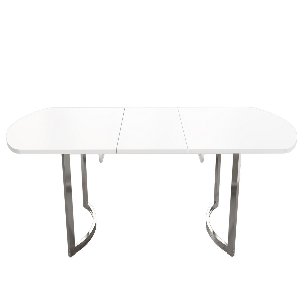 ESSTISCH Ausziehbarer 140/180/80 cm weiß mit versilberten Tischbeinen - Weiß, Holzwerkstoff (180/80/75cm) - OKWISH