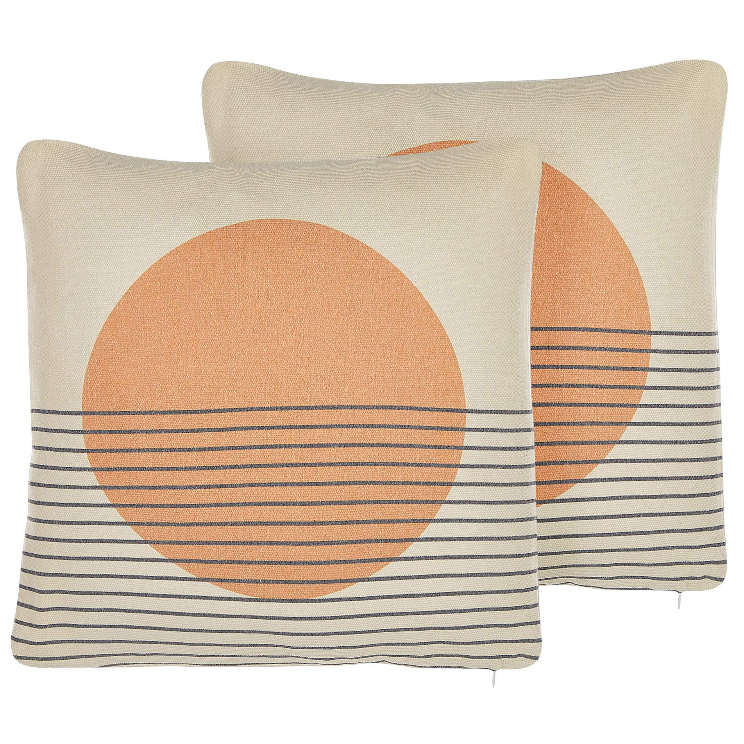 DEKOKISSEN 2er-Set Beige 45/45 cm Moonflower - Beige, Textil (45/45cm) - Beliani