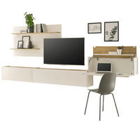 WOHNWAND weiß, Eiche Wotan 350 cm, Schrankwand mit Sekretär - Eiche Wotan/Weiß, Holzwerkstoff/Metall (350/180/30cm) - Furn.Design