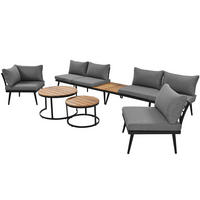 GARTENMÖBEL 160x64x75cm grau aus Stahl und Akazie, mit Kissen - Grau, Metall - Modfu