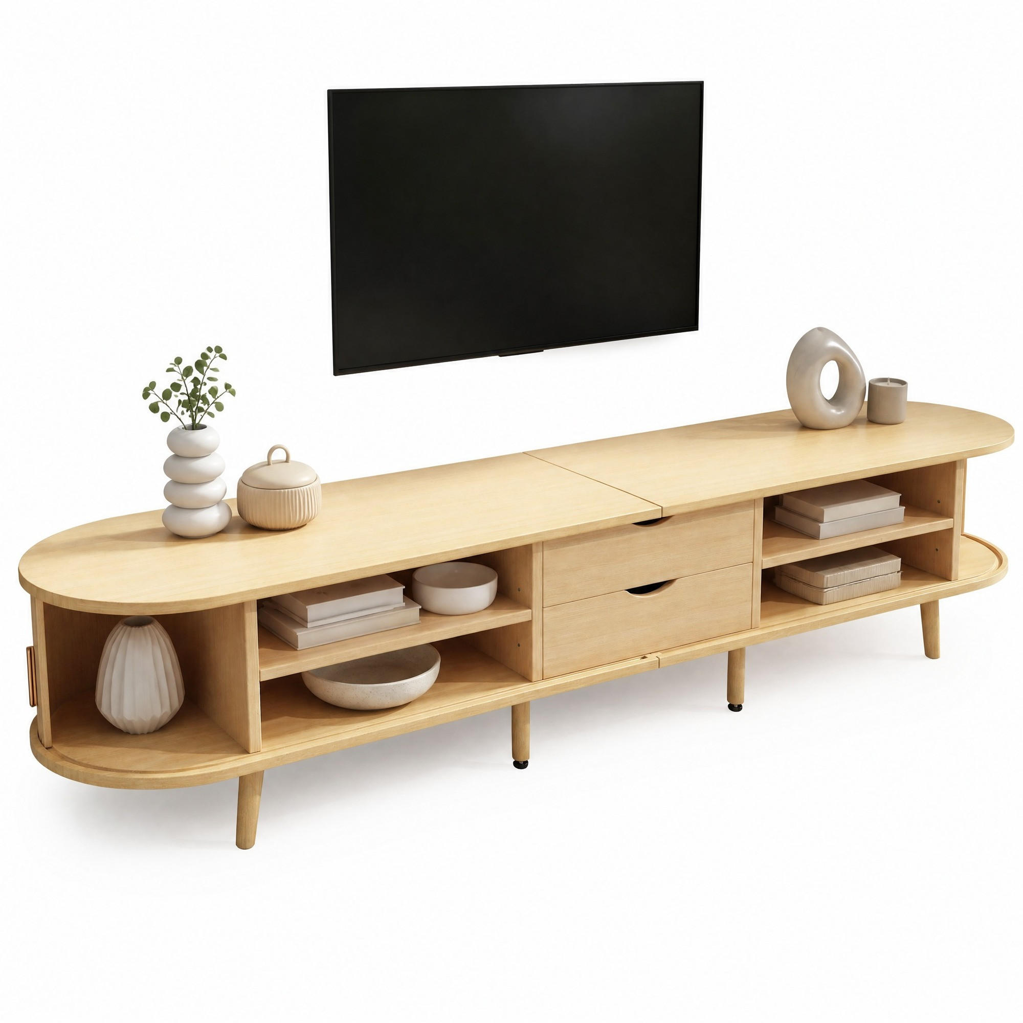 TV-ELEMENT mit Stauraum 175 x 40 x 42 cm MDF Oak - Braun, Holzwerkstoff (40/42/175cm) - Beauniv