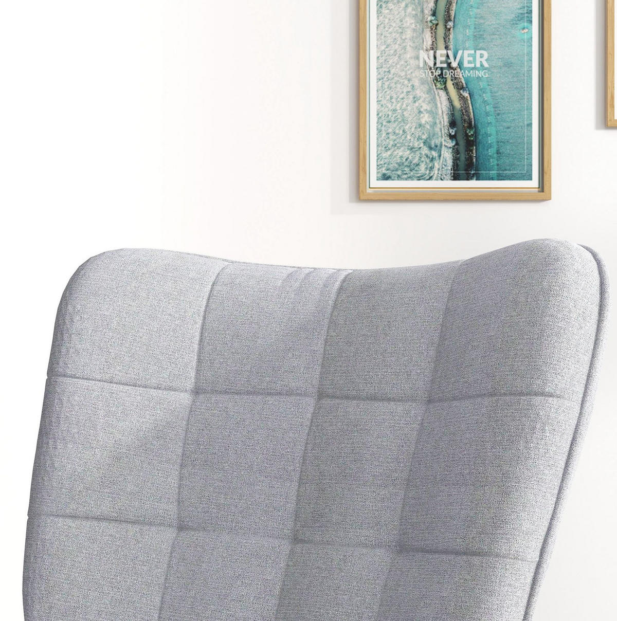 HOUPACÍ židle s podnožkou, 64/89/90 cm polyester, světle šedé - světle šedá, textil (89/90/64cm) - BEAOK