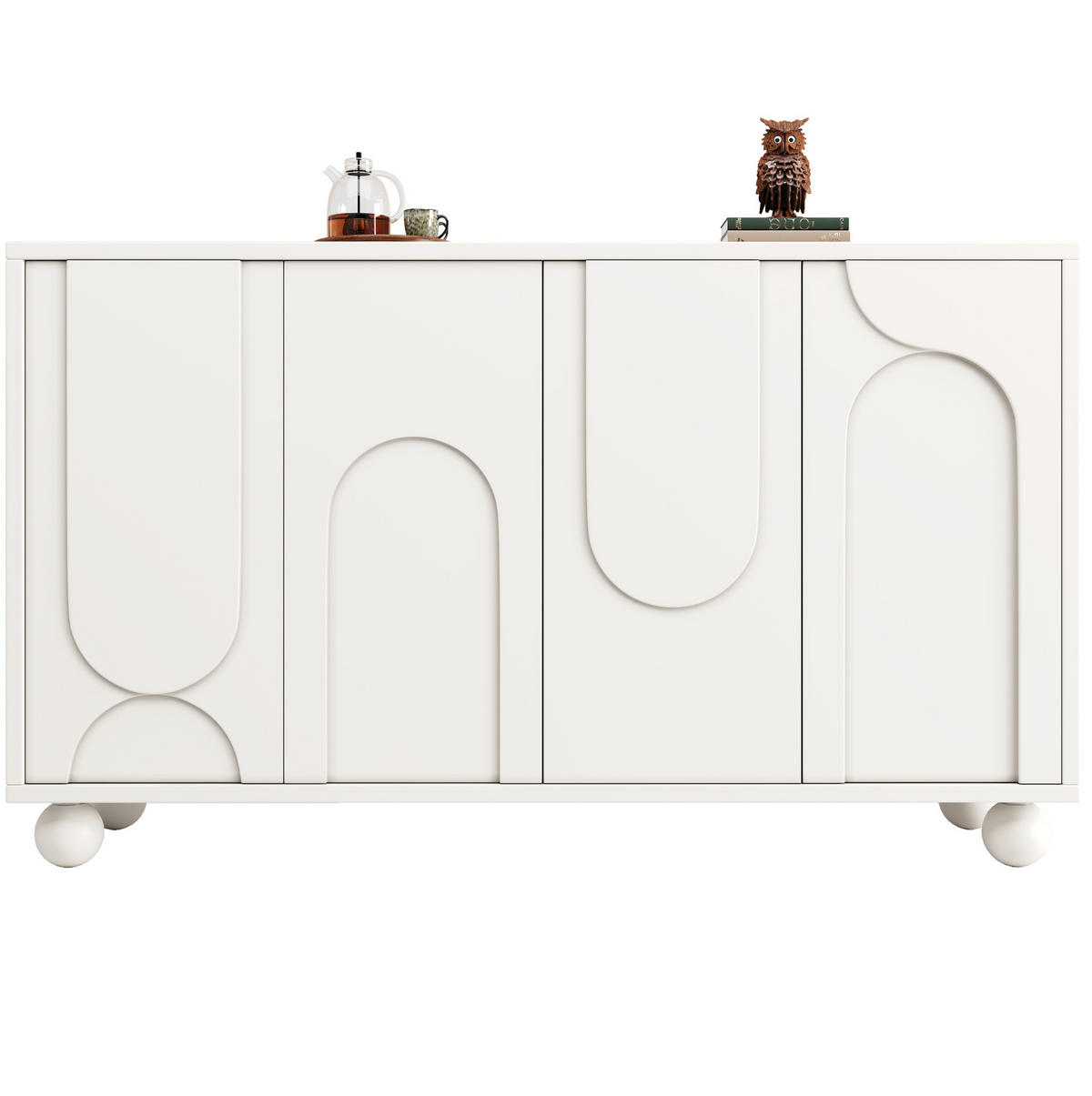 SIDEBOARD 120/35/71 cm aus MDF mit verstellbarem Einlegeboden Weiß/Creme - Weiß, Holzwerkstoff (120/71/35cm) - Modenvie