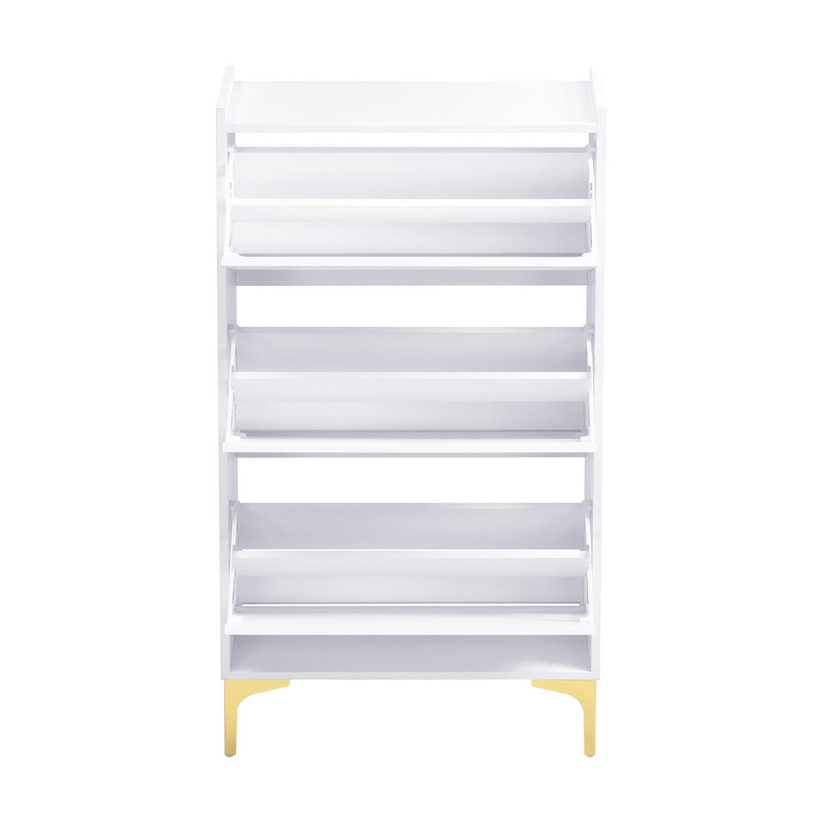 SCHUHKIPPER 63 cm in Weiß & Gold Design - Weiß, Holzwerkstoff (63/120/24cm) - Urban Meuble