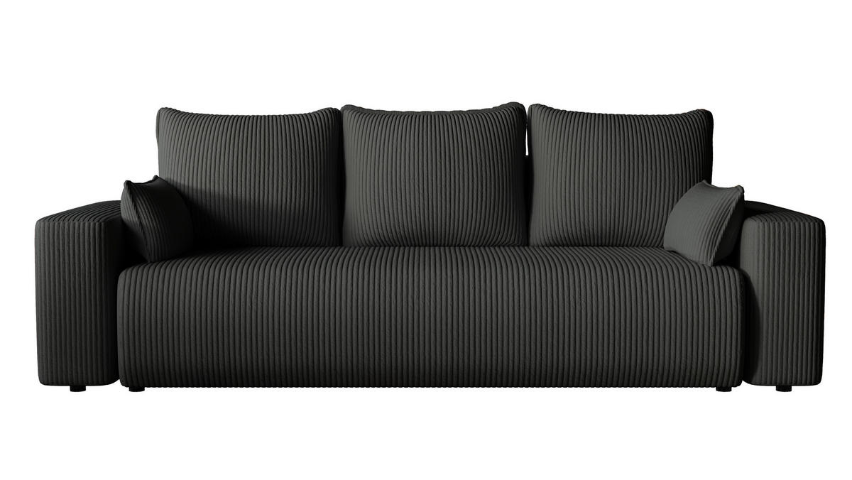 SOFA Bubi mit Bettkasten und Schlaffunktion, Cordstoff - Anthrazit, Holzwerkstoff (242/85/95cm)