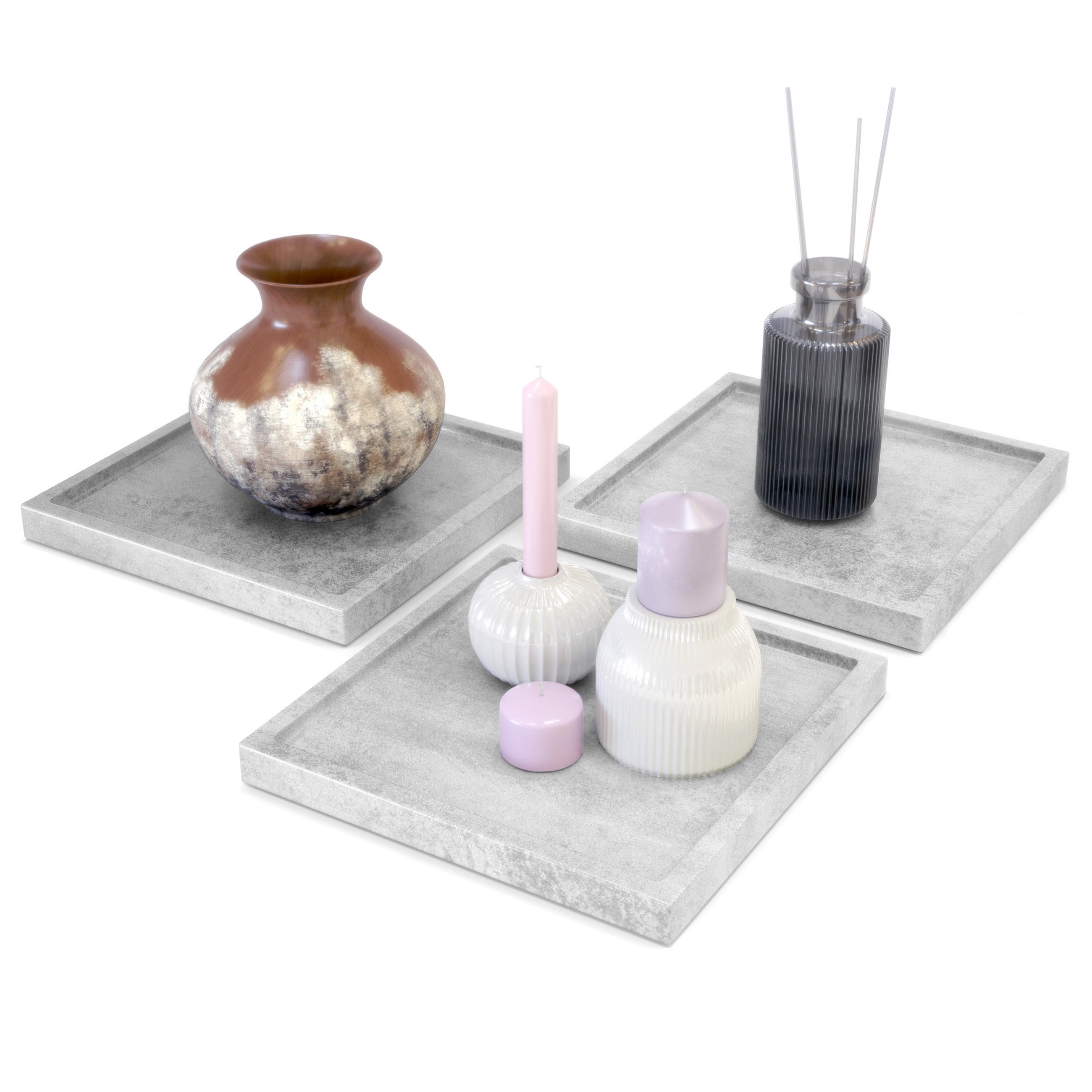 DEKOSCHALE Maya Beton Oxid Optik 3er Set - Hellgrau, Holzwerkstoff (1.8cm) - Vladon