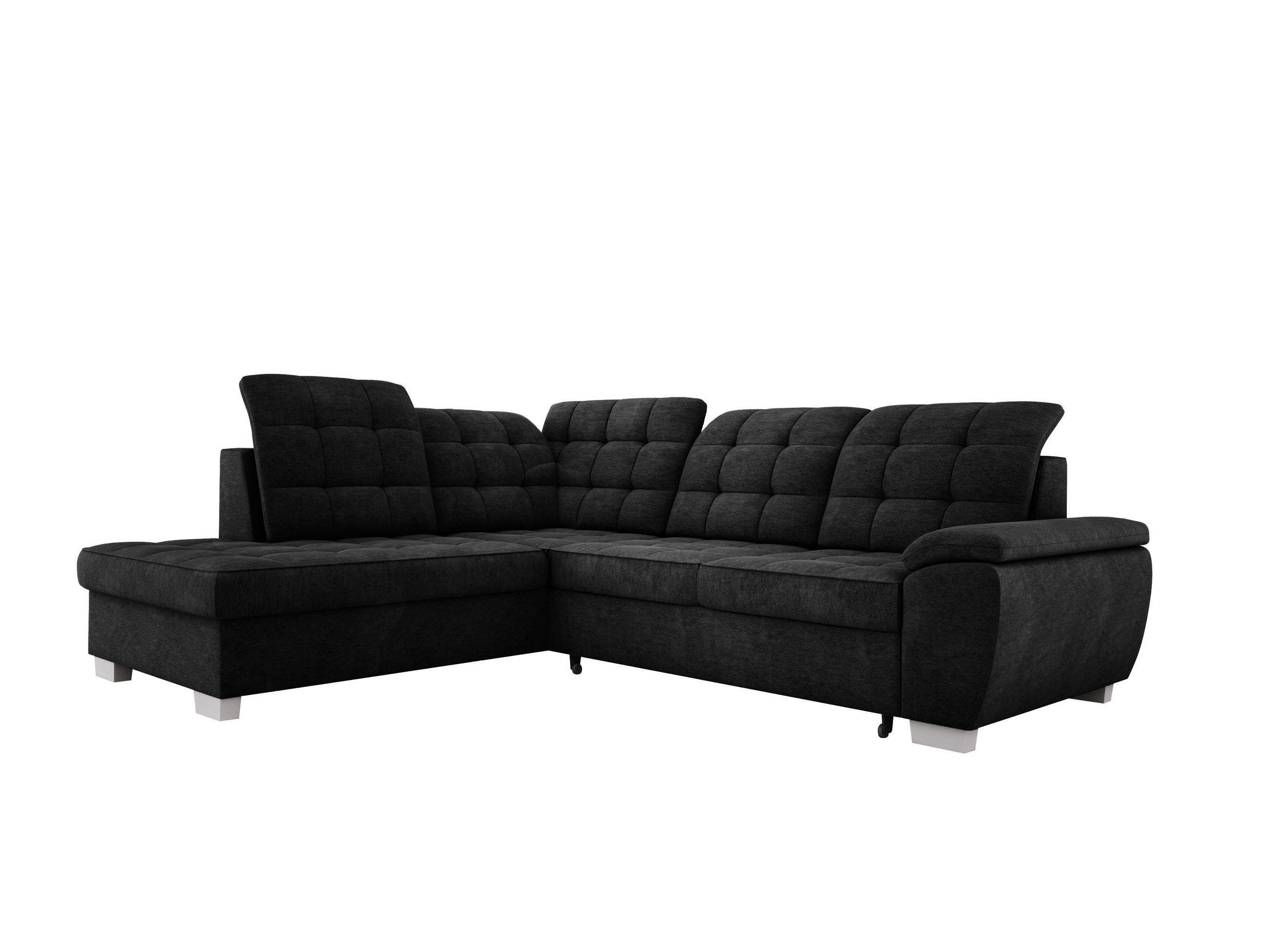 ECKSOFA LOTTA L-förmig Bettkasten verstellbare Kopfstützen hochwertige Verarbeitung lose Rückenkissen freistehend LINKS 212x258x106 cm Black - Schwarz, Holz/Textil (212/258cm) - DomoHome